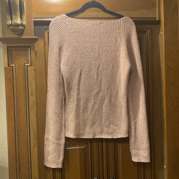 NWOT ASTR Square neckline & cropped silhouette Rose with Metallic Sweater Sz XL - Picture 3 of 7